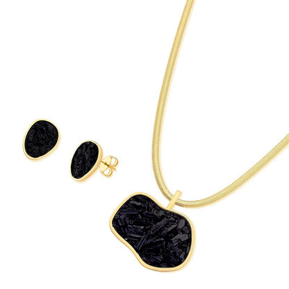 Conjunto Brilhato Pedras Naturais Brasileiras — Folheado a Ouro
