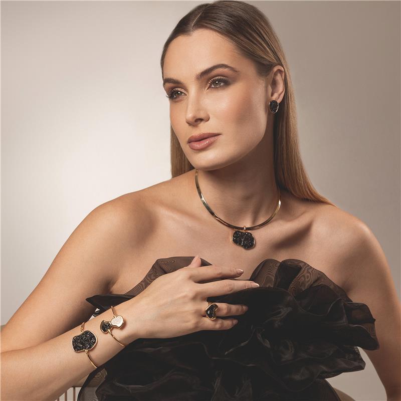 Conjunto Brilhato Pedras Naturais Brasileiras — Folheado a Ouro