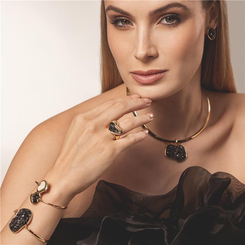 Conjunto Brilhato Pedras Naturais Brasileiras — Folheado a Ouro