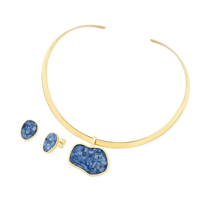 Conjunto Brilhato Pedras Naturais Brasileiras — Folheado a Ouro