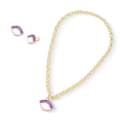 Conjunto Brilhato Pedras Naturais Brasileiras — Folheado a Ouro