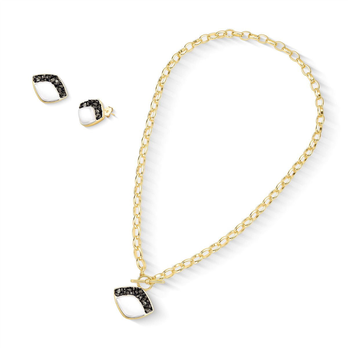 Conjunto Brilhato Pedras Naturais Brasileiras — Folheado a Ouro