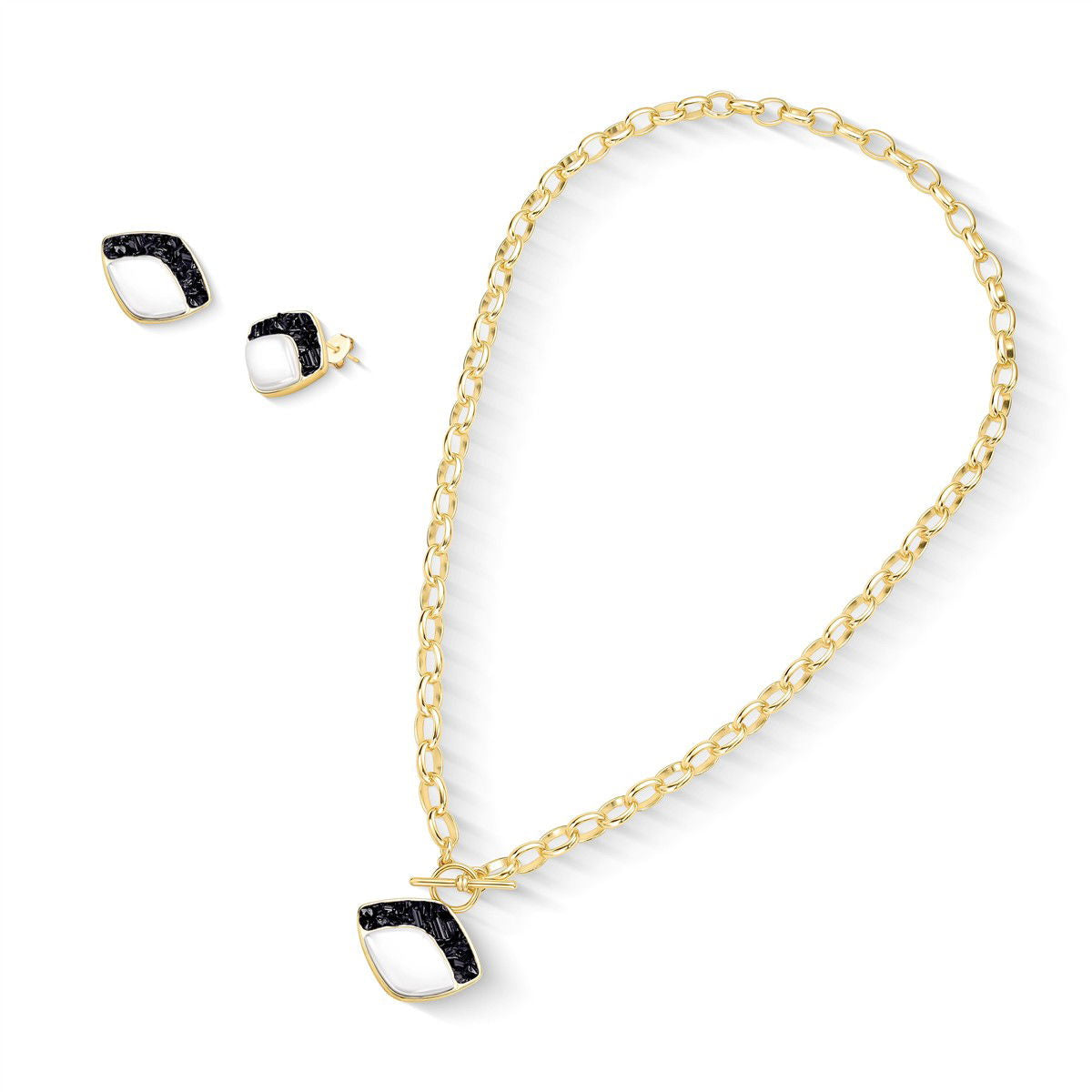 Conjunto Brilhato Pedras Naturais Brasileiras — Folheado a Ouro