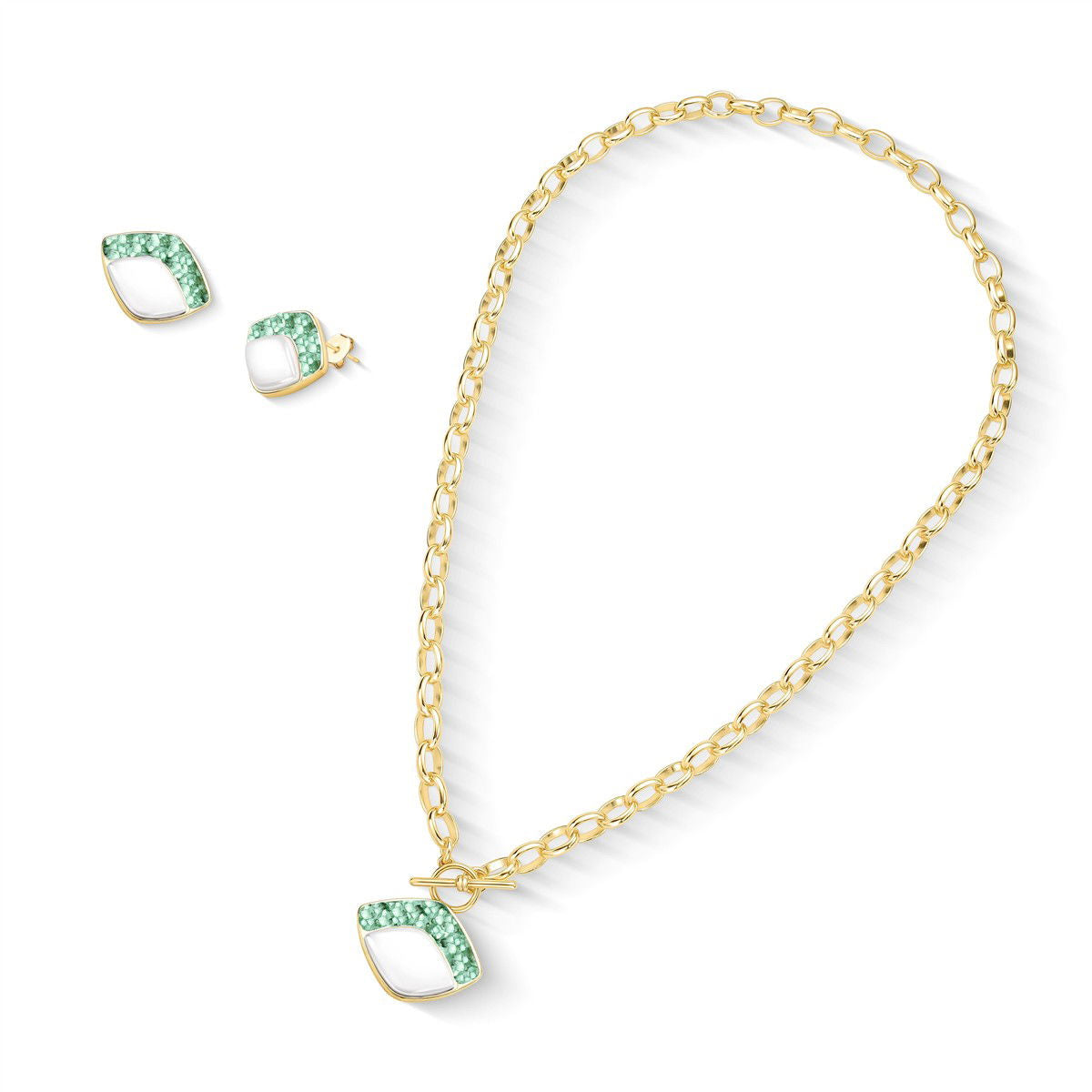 Conjunto Brilhato Pedras Naturais Brasileiras — Folheado a Ouro