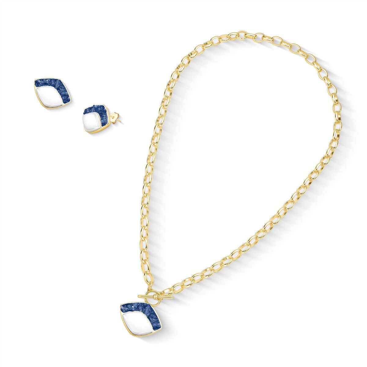 Conjunto Brilhato Pedras Naturais Brasileiras — Folheado a Ouro