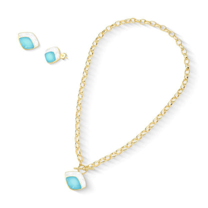 Conjunto Brilhato Pedras Naturais Brasileiras — Folheado a Ouro