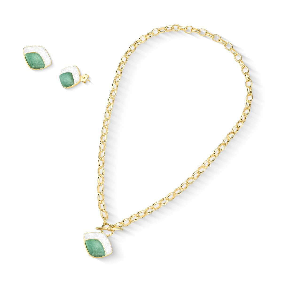Conjunto Brilhato Pedras Naturais Brasileiras — Folheado a Ouro