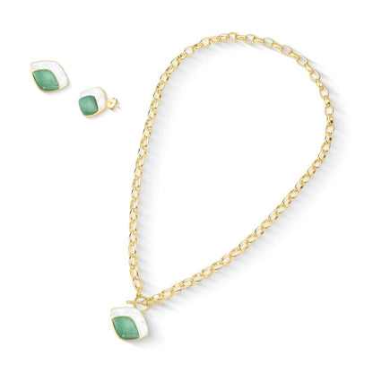 Conjunto Brilhato Pedras Naturais Brasileiras — Folheado a Ouro