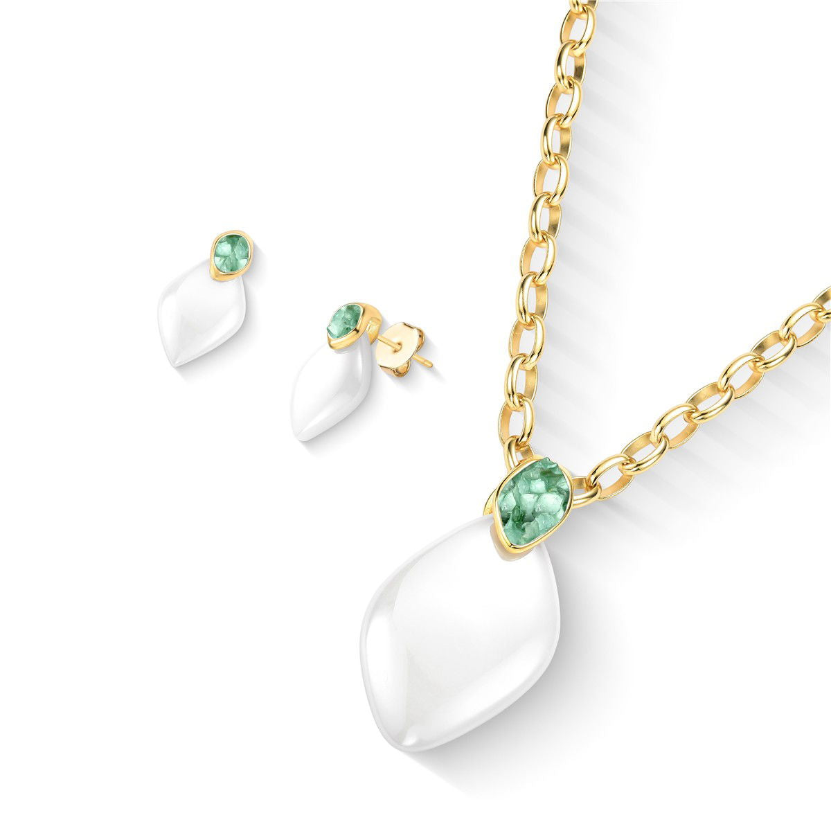 Conjunto Brilhato Pedras Naturais Brasileiras — Folheado a Ouro