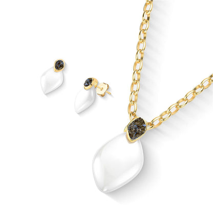 Conjunto Brilhato Pedras Naturais Brasileiras — Folheado a Ouro