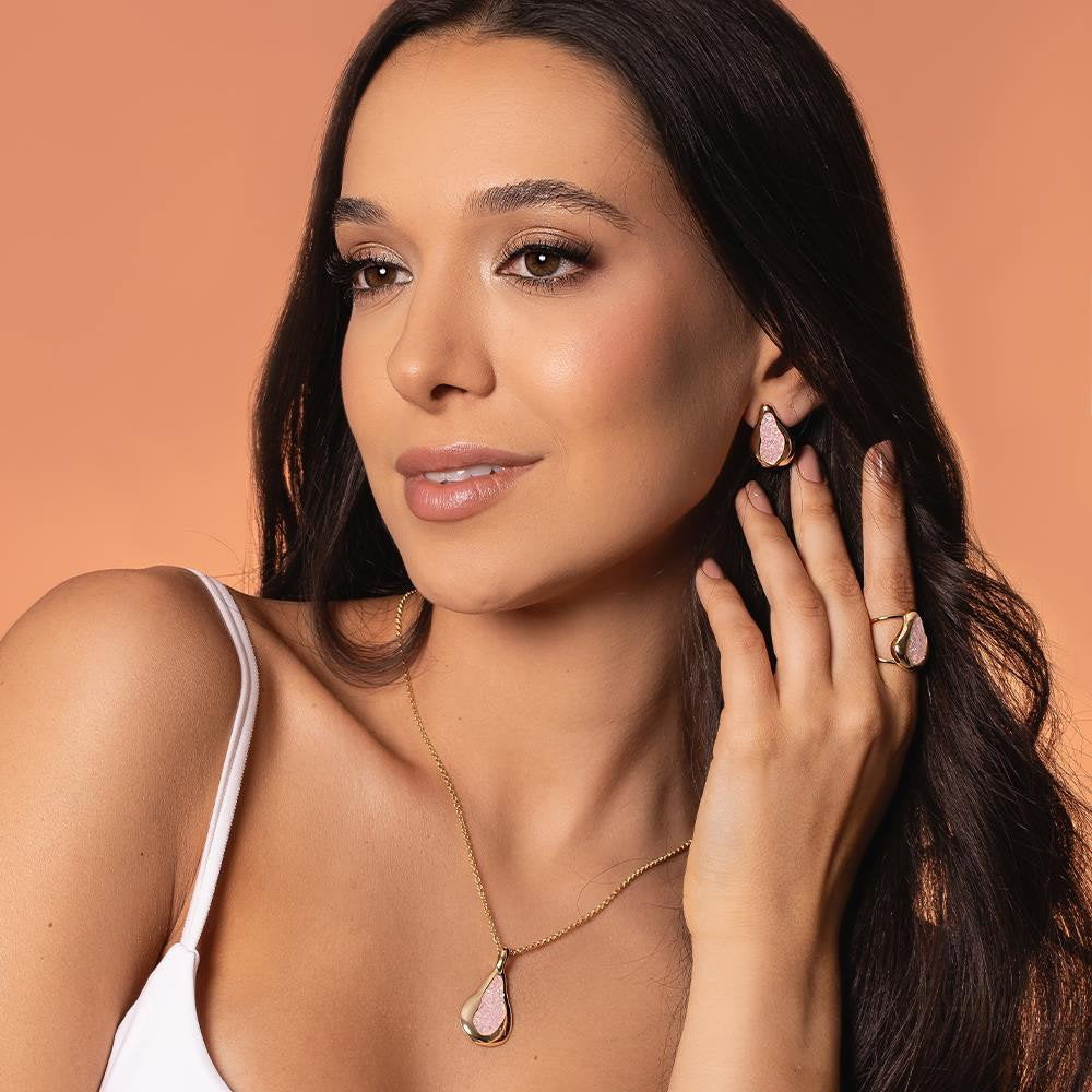 Conjunto Brilhato Pedras Naturais Brasileiras — Folheado a Ouro