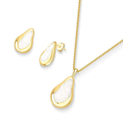 Conjunto Brilhato Pedras Naturais Brasileiras — Folheado a Ouro