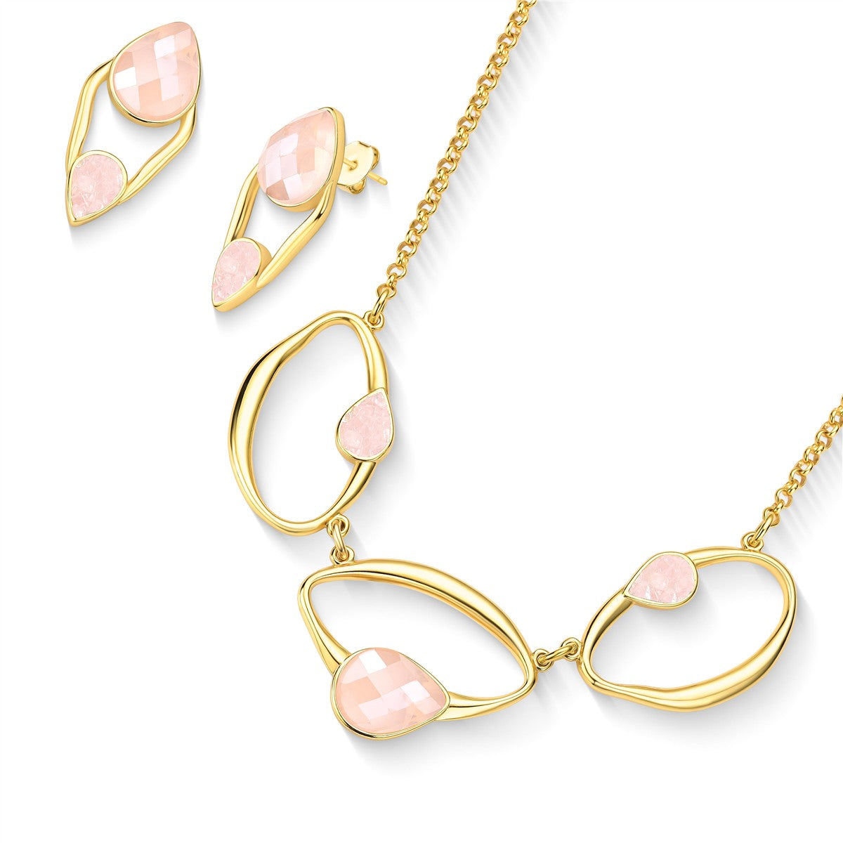 Conjunto Brilhato Pedras Naturais Brasileiras — Folheado a Ouro
