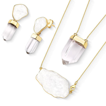 Conjunto Brilhato Pedras Naturais Brasileiras — Folheado a Ouro