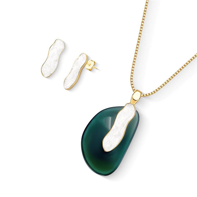 Conjunto Brilhato Pedras Naturais Brasileiras — Folheado a Ouro