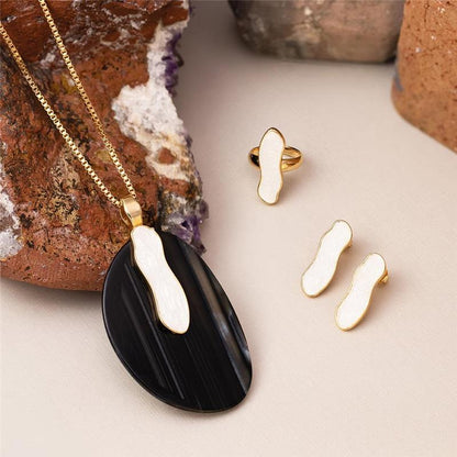 Conjunto Brilhato Pedras Naturais Brasileiras — Folheado a Ouro