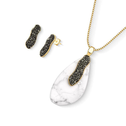 Conjunto Brilhato Pedras Naturais Brasileiras — Folheado a Ouro
