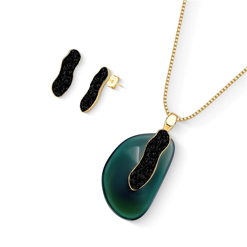 Conjunto Brilhato Pedras Naturais Brasileiras — Folheado a Ouro