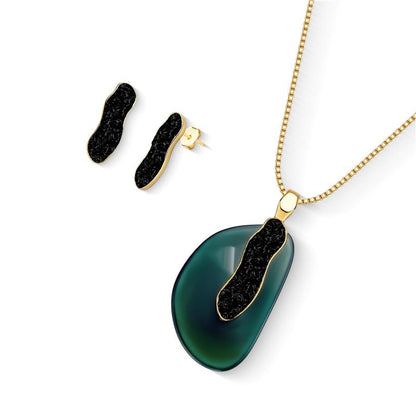 Conjunto Brilhato Pedras Naturais Brasileiras — Folheado a Ouro
