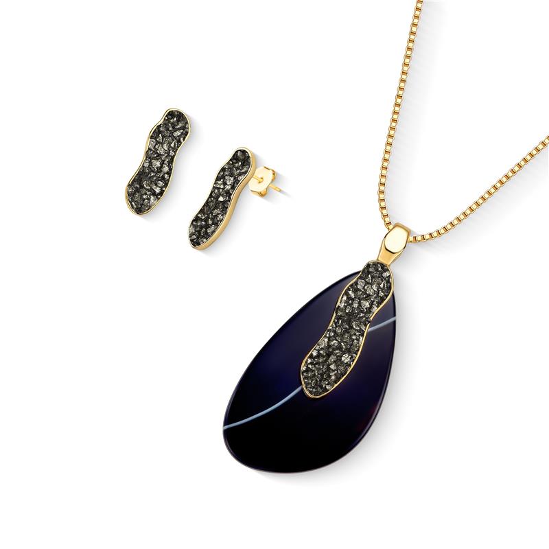 Conjunto Brilhato Pedras Naturais Brasileiras — Folheado a Ouro