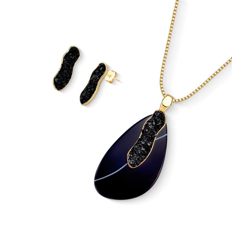 Conjunto Brilhato Pedras Naturais Brasileiras — Folheado a Ouro