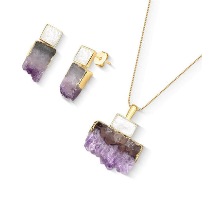 Conjunto Brilhato Pedras Naturais Brasileiras — Folheado a Ouro