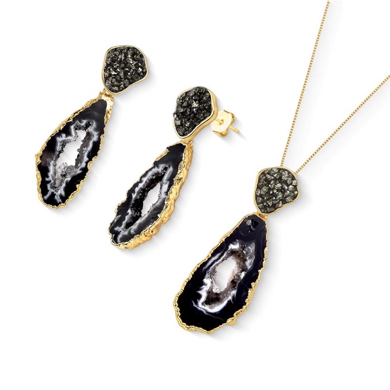 CONJUNTO FOLHEADO A OURO