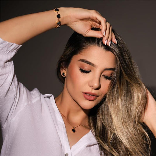 Conjunto Brilhato Pedras Naturais Brasileiras — Folheado a Ouro