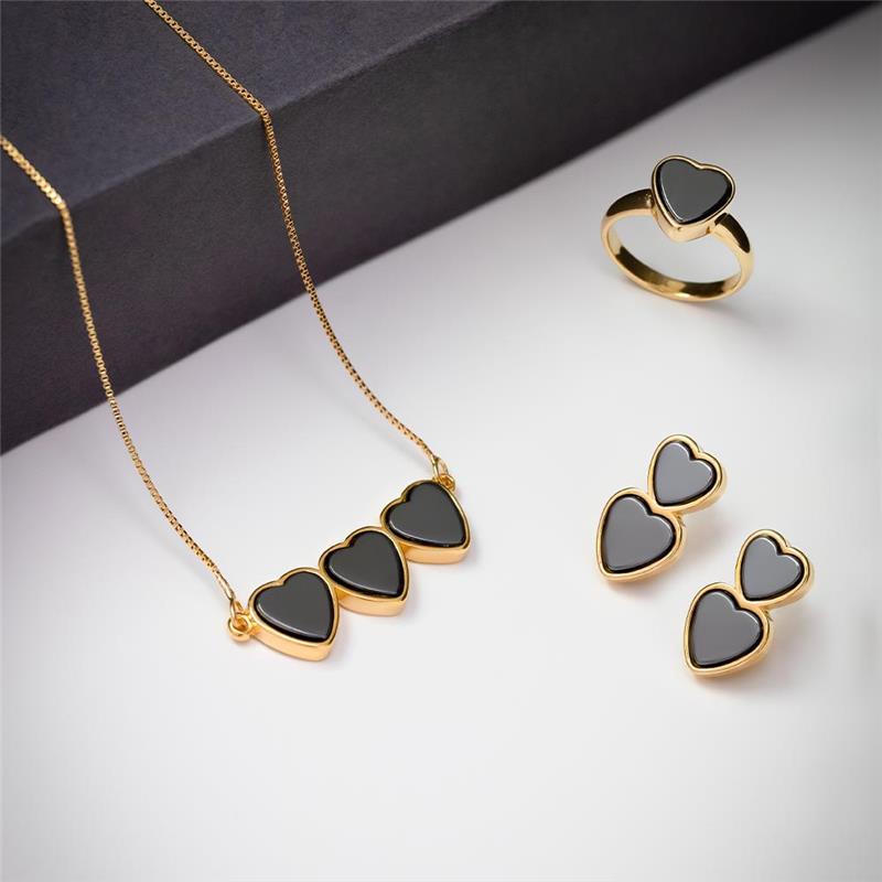Conjunto Brilhato Pedras Naturais Brasileiras — Folheado a Ouro