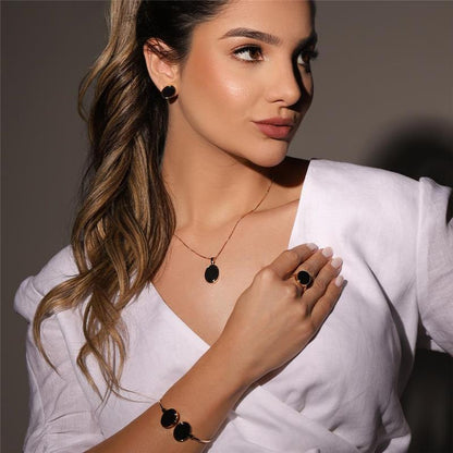 Conjunto Brilhato Pedras Naturais Brasileiras — Folheado a Ouro