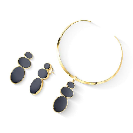 Conjunto Brilhato Pedras Naturais Brasileiras — Folheado a Ouro