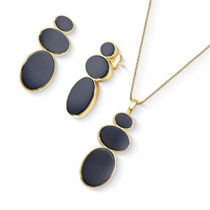 Conjunto Brilhato Pedras Naturais Brasileiras — Folheado a Ouro