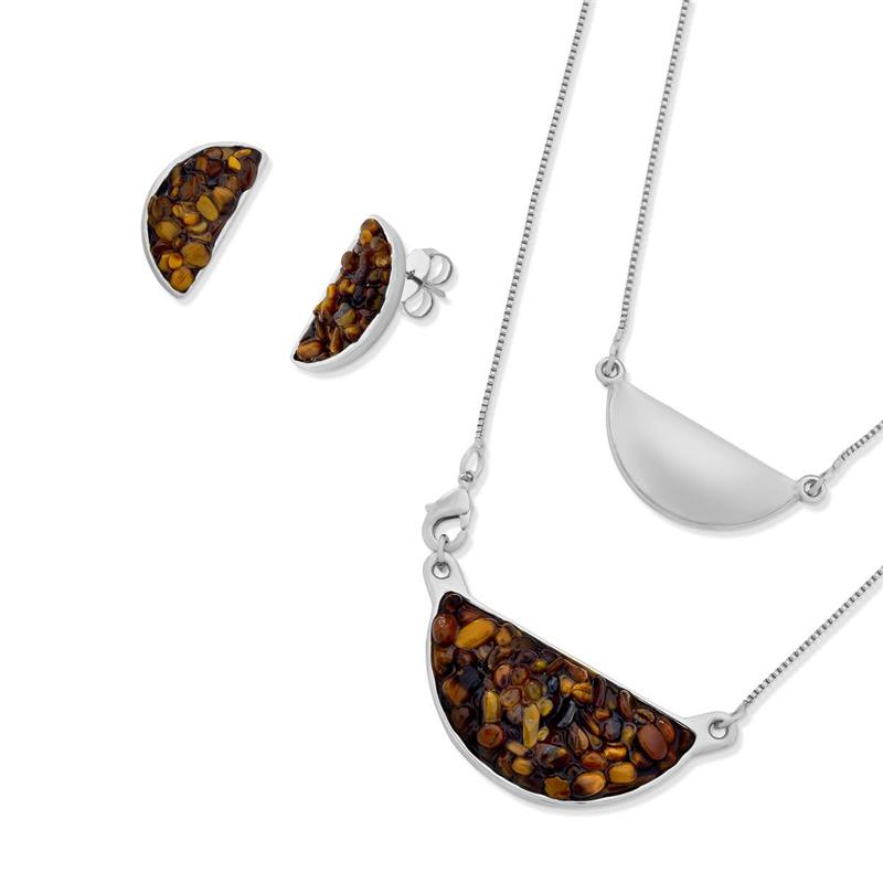 Conjunto Brilhato Pedras Naturais Brasileiras — Folheado a Ouro