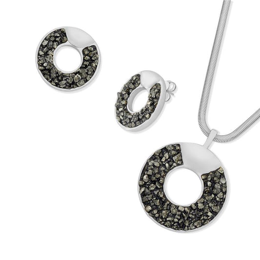 Conjunto Brilhato Pedras Naturais Brasileiras — Folheado a Ouro