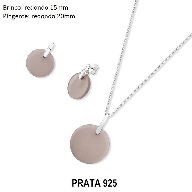 Conjunto Brilhato Pedras Naturais Brasileiras — Folheado a Prata — OLHO DE TIGRE