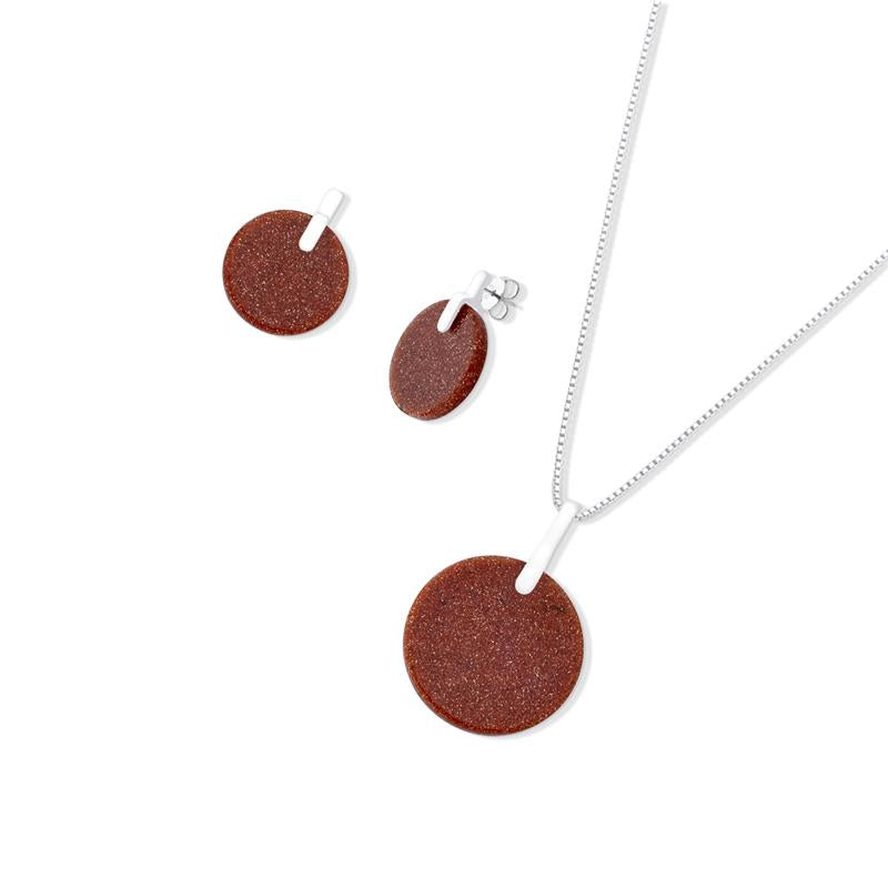 Conjunto Brilhato Pedras Naturais Brasileiras — Folheado a Prata — OBSIDIANA