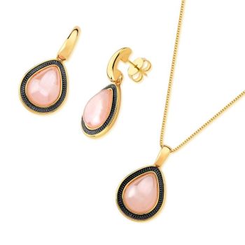 BRINCO FOLHEADO A OURO E RÓDIO NEGRO COM EFEITO PEROLADO