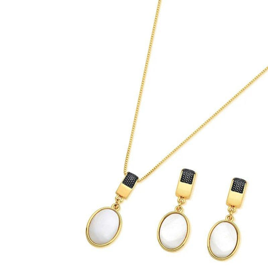 CONJUNTO FOLHEADO A OURO E RÓDIO NEGRO