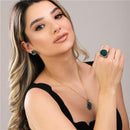 CONJUNTO FOLHEADO A OURO E RÓDIO NEGRO