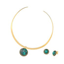 CONJUNTO FOLHEADO A OURO E RÓDIO NEGRO