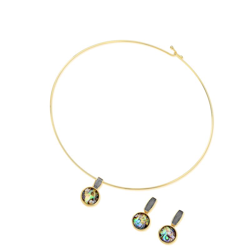 Conjunto Brilhato Pedras Naturais Brasileiras — Folheado a Ouro — AMETISTA