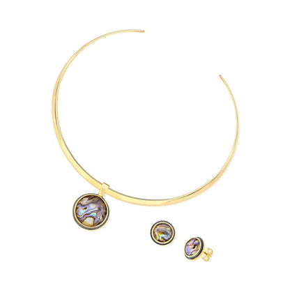 Conjunto Brilhato Pedras Naturais Brasileiras — Folheado a Ouro — HEMATITA