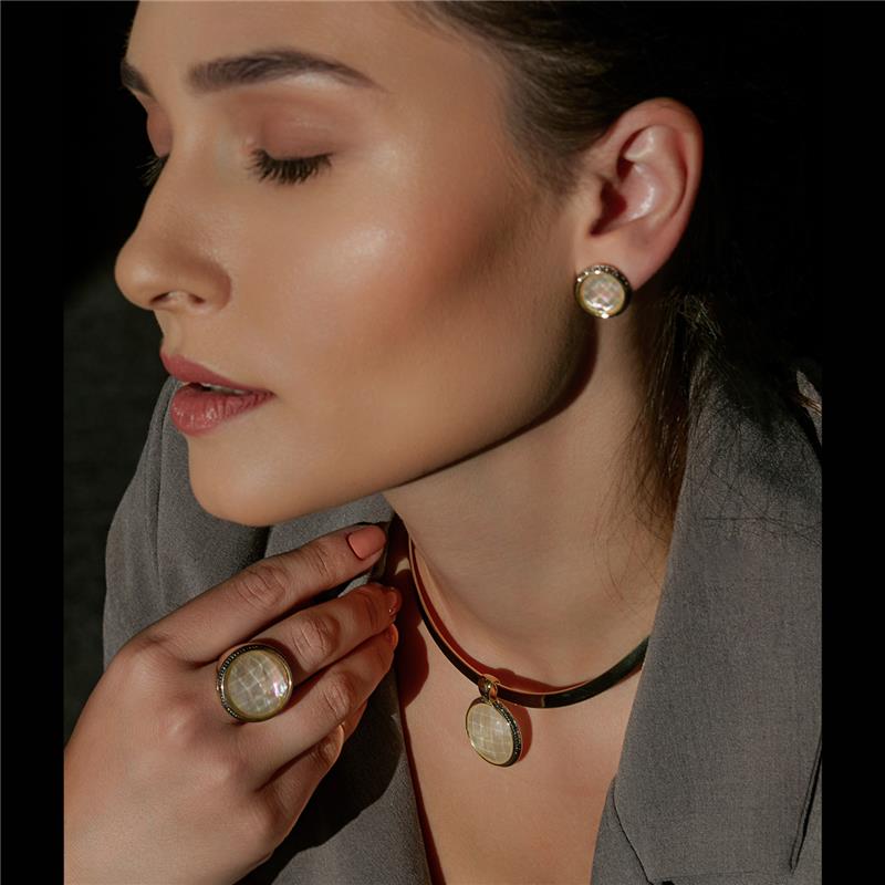 Conjunto Brilhato Pedras Naturais Brasileiras — Folheado a Ouro