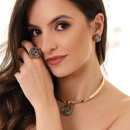 Conjunto Brilhato Pedras Naturais Brasileiras — Folheado a Ouro