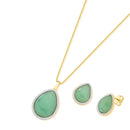 CONJUNTO FOLHEADO A OURO E RÓDIO BRANCO