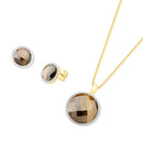 CONJUNTO FOLHEADO A OURO E RÓDIO BRANCO