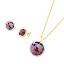 CONJUNTO FOLHEADO A OURO E RÓDIO BRANCO