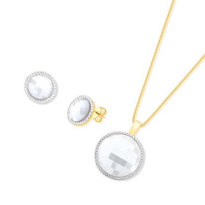 Conjunto Brilhato Pedras Naturais Brasileiras — Folheado a Ouro e Ródio Branco