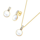 CONJUNTO FOLHEADO A OURO E RÓDIO BRANCO