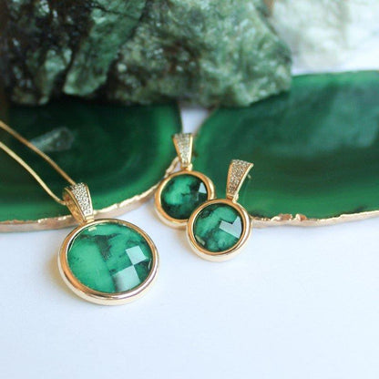 Conjunto Brilhato Pedras Naturais Brasileiras — Folheado a Ouro